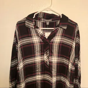 Alexander Jordan Womens Plus‎ Sz 1X Half Button Plaid Shirt Black Green Long Slv thumbnail 3