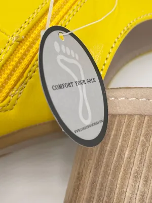 NEW Good Choice Kimora Sandal Heels Size 6 Bright Yellow Faux Leather Bow Detail thumbnail 14