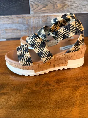 Steve Madden Black and Natural Woven Espadrille Platform Sandals size 6 thumbnail 4