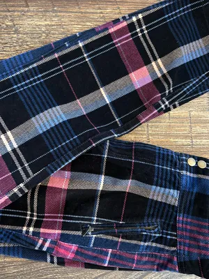 Anthropologie Alicia Moto Corduroy Pants Womens 29 Navy Plaid Slim Fit thumbnail 6