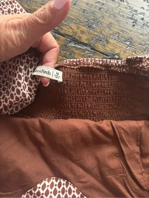 Abercrombie & Fitch Brown Geometric Print Long Sleeve Babydoll Mini Dress Size M thumbnail 11