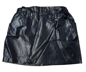 Zara Womens Black Faux Leather Elastic Waist With Pockets Mini Skirt Size M thumbnail 1