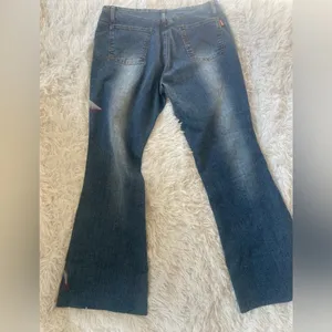 Y2K Flare Jeans Bird Graphic Studded Denim Low Rise Size 30 thumbnail 7