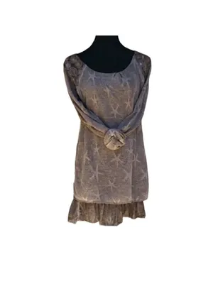 Seduzione Brown Star Mohair Blend Midi Dress Size L thumbnail 2