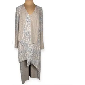 BCBG MaxAzria Kyndal XXS High-Low Maxi Dress Tapestry Long Sleeve Designer Boho thumbnail 5