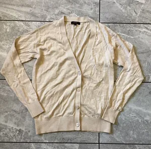 Quince Organic Cotton Cashmere Blend Cardigan Sweater Beige XS LB30100-STIEC thumbnail 1