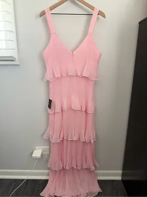Lulus XL NEW Elegant Nature Blush Pink Pleated Sleeveless Tiered Maxi Dress thumbnail 5