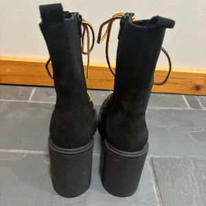 Free People Dylan Black Suede Chunky Heel Lace Up Boots - size 36 (US 6) thumbnail 5