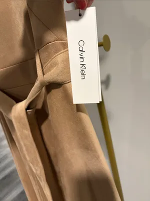 Calvin Klein NWT Sleeveless Belted Faux Suede Fit & Flare Midi Dress - tan thumbnail 7