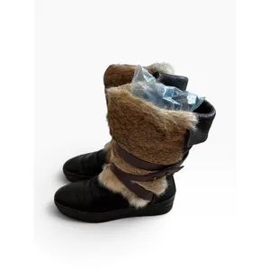 Manas Rabbit Fur Leather Winter‎ Boots 36 Black Après Ski Luxury Boho Gorpcore thumbnail 2