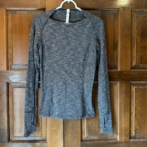 Lululemon Kanto‎ Catch Me Long Sleeve Shirt Coco Pique Black White Rulu Size 6 thumbnail 2