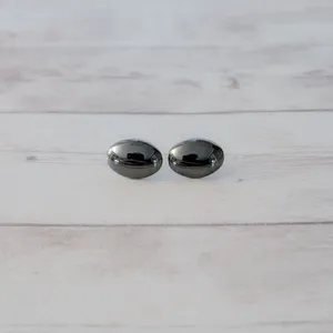 Vintage Stud Earrings Dark Gray Metallic Oval thumbnail 3