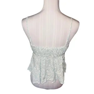 American Eagle Green & White Floral Print Summer Blouse Size S thumbnail 2