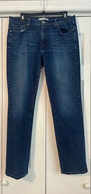 Levi's 505 Straight Leg Women's Jeans - Dark Indigo Blue thumbnail 1