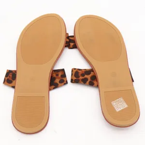 Leopard Print Double Strap Flat Slide Sandals Brown Tan Size 40 thumbnail 5