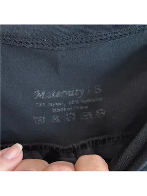 BeMaternity Black High-Waist Athletic Shorts with Curved Panels thumbnail 2