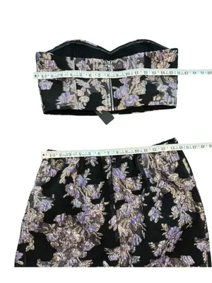 Lulus NWT two piece invite list Floral Jacquard dark romance gothic glam dress M thumbnail 11