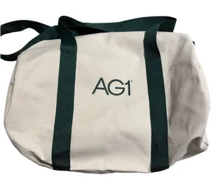 AG1 Athletic Greens Duffle Bag Cream Canvas Gray thumbnail 1