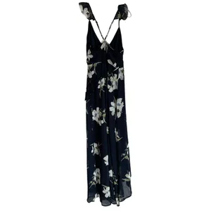 Lulus All Mine Navy Blue Floral Print High-Low‎ Wrap Dress M 65229 NWT thumbnail 12