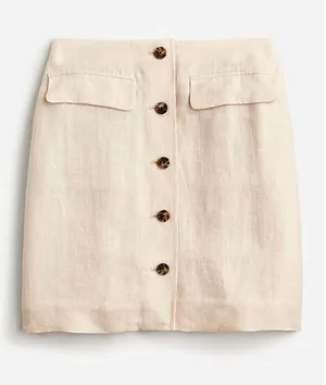 J.Crew Button Front Linen Cupro Blend Skirt Size 2 Womens Tan Lined Fall Wear thumbnail 1