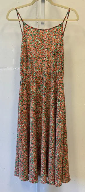 NWT Molly Bracken Ireland Green Floral‎ A-line Midi Dress Strappy Back Boho XS thumbnail 1