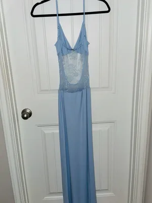 Peppermayo Sky-Blue Lace-Trim Maxi Dress thumbnail 4