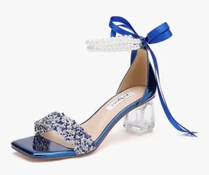 NEW Something Blue Wedding Pearl Jeweled Low Heel Shoes 8.5 thumbnail 1