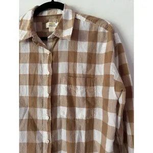 Maeve Bennett Button Down Shirt Brown Buffalo Check Size XS thumbnail 5