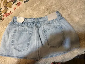NWT We The Free Light Blue Denim Mini Skort thumbnail 3