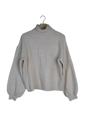 RVCA Women's M Cream Vineyard Turtleneck Boxy Knit Sweater in Oatmeal thumbnail 4