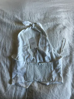 White Linen Halter Top Size M thumbnail 2