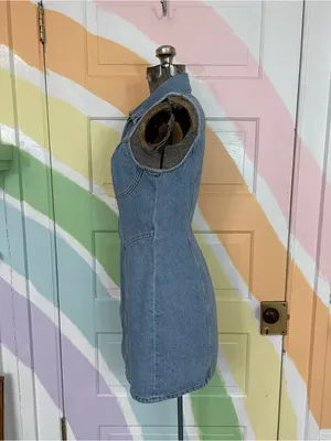 GRLFRND Denim Selena Cotton Zip Front Western Corset Mini Dress Sz S 🧡🎀 thumbnail 7