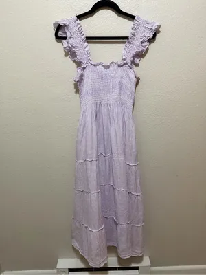 Hill House Home Linen Ellie Nap Dress Lilac Stripe Medium Cottagecore thumbnail 4