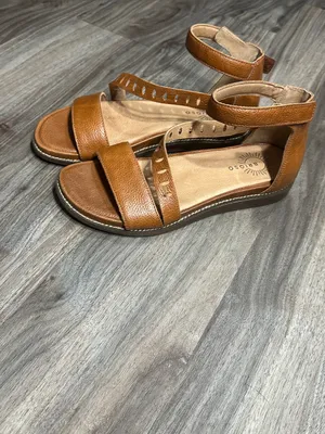 BRIOSO Tan Leather Ankle-Strap Comfort Sandals thumbnail 4