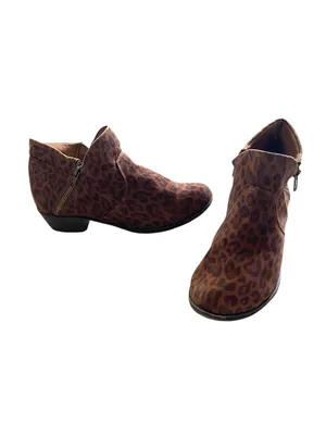 American Rag Abby Double Side Zip Leopard Print Booties Brown Size 5.5 Country thumbnail 2