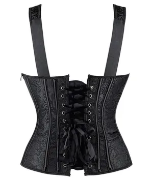 Strap corset with cups jacquard corset bustier tank top lace corset t shirt tee thumbnail 2