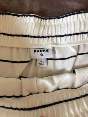 Parke x Target Drawstring Knit Shorts - White/Navy Blue Striped MEDIUM- IN HAND thumbnail 4