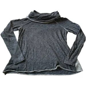 FP Beach Free People Cowl Neck Pullover Women L Gray Slub Knit Boho Gorpcore thumbnail 1
