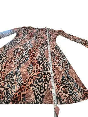 Boohoo Animal Print Puff Sleeve Shift Dress Sz 12 NWT thumbnail 7