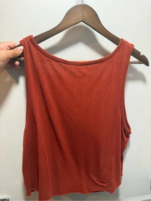 Mudd Rust-Red Cropped Button Tank thumbnail 3