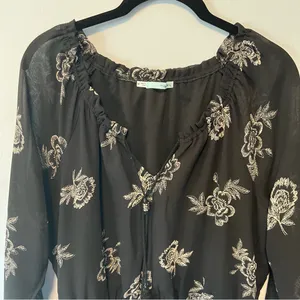Maurices Black V-Neck Floral Long Sleeve Dress Size Medium Moody Whimsigoth thumbnail 12