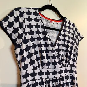 Boden Dress Short Sleeve Knee Length Navy Blue White Surplice Neck US 6/UK‎ 10 thumbnail 3