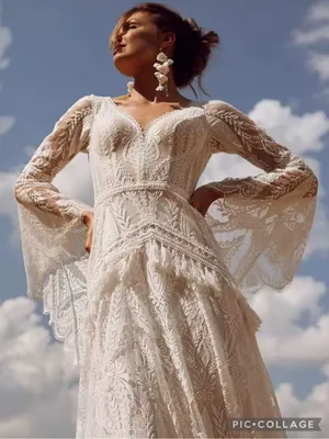 Ayervici Romantic Lace Wedding Gown in White Lace Over Nude - Medium- NWT thumbnail 3