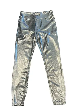 NWT Halara Silver Metallic Leggings Disco Party Club Wear Costume Small thumbnail 1