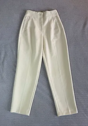 Zara Ivory High-Waist Tailored Trousers thumbnail 1