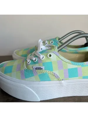 VANS NEW Women's Stac Pastel Plaid Checkerboard Platform Shoe Size 6.5 #1104 thumbnail 5