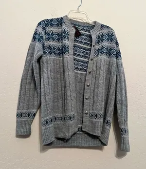 Vintage Jersild 100% Acrylic pewter buttons, Nordic, ski cardigan, sweater, size thumbnail 1