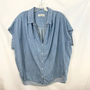 Madewell Large Chambray Top Button Down Shirt Light Blue Cotton Denim 1463 thumbnail 2