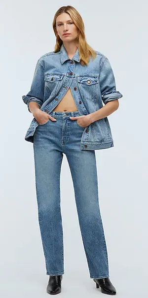 NEW Madewell The Petite 90s Straight Jean Rondell Wash Crease Relaxed US 23 P thumbnail 1