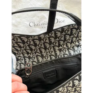 Vintage Christian Dior Saddle Bag Navy Oblique Jacquard Silver Hardware Y2K thumbnail 6